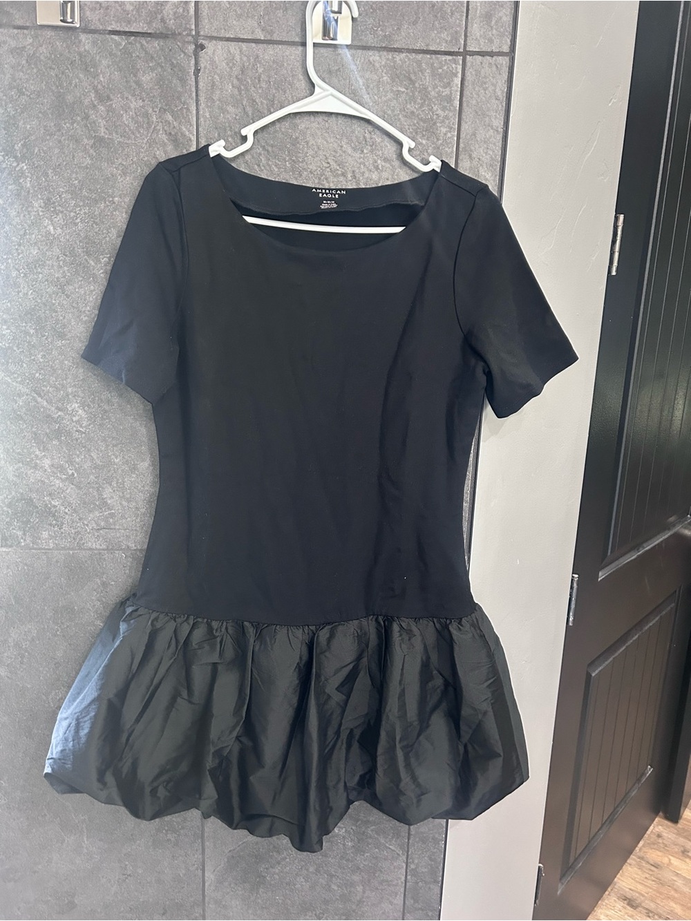 Black Peplum Hem Dress American Eagle